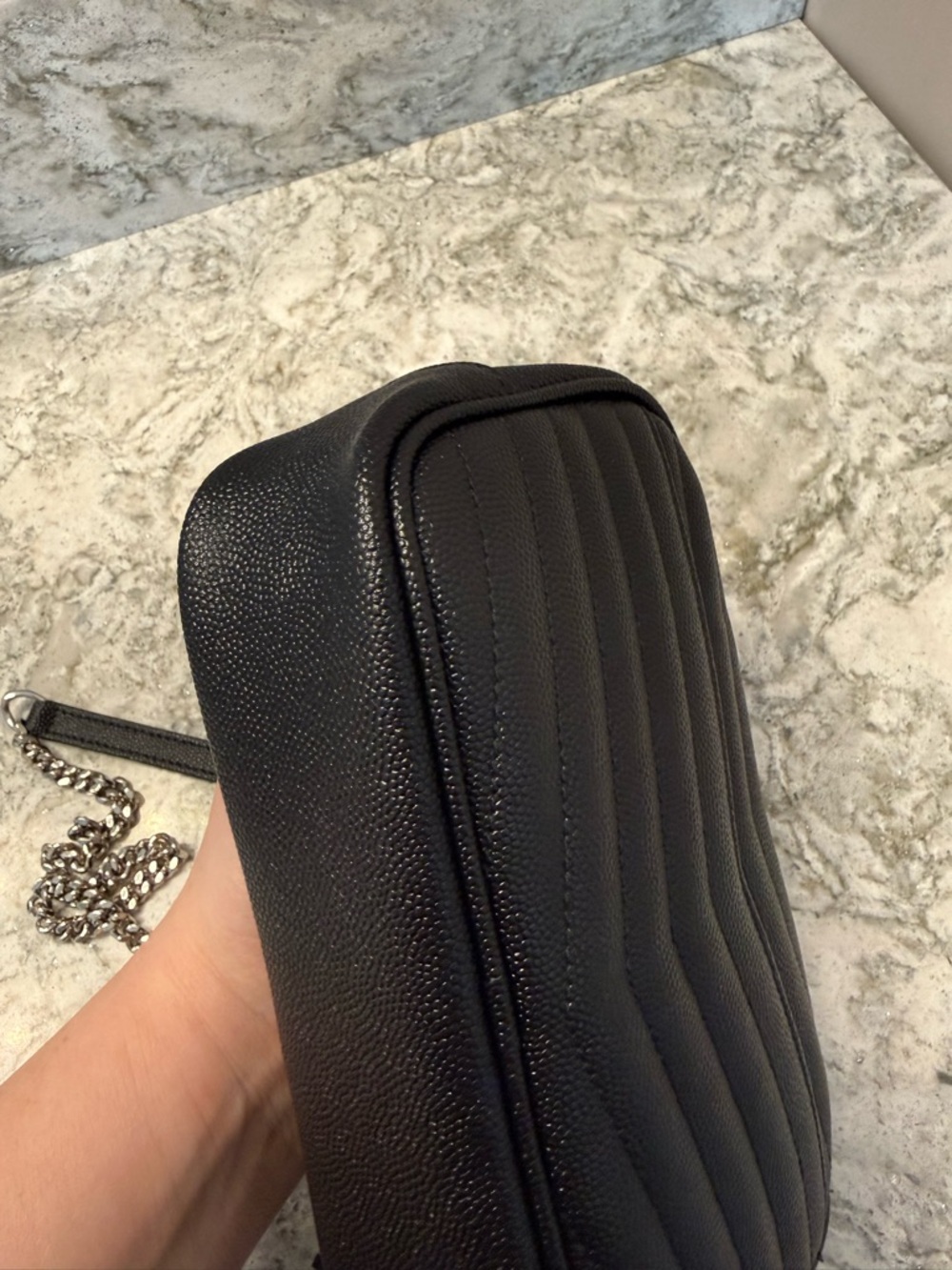 Saint Laurent YSL Monogram Mini Lou Camera Bag ~ Black with Silver Hardware - Picture 13 of 16